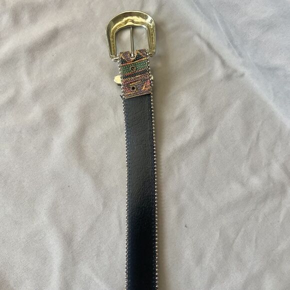 Aztec Belt Women Medium 1” Wide 36” Long With Beading Along The Edges Gold Tone - Picture 7 of 9